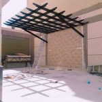 مظلات حدائق حديد شكل خشبي في الرياض